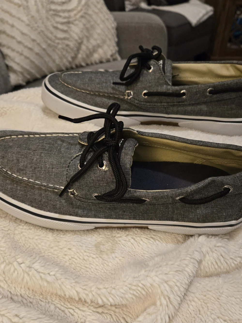 Sperry Men's Grey Canvas Boat Shoes - Classic Lace-Up